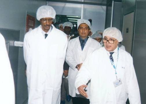 The president of Rwanda at Minapharm biotechnology factory guided by Dr. Wafik Bardissi
